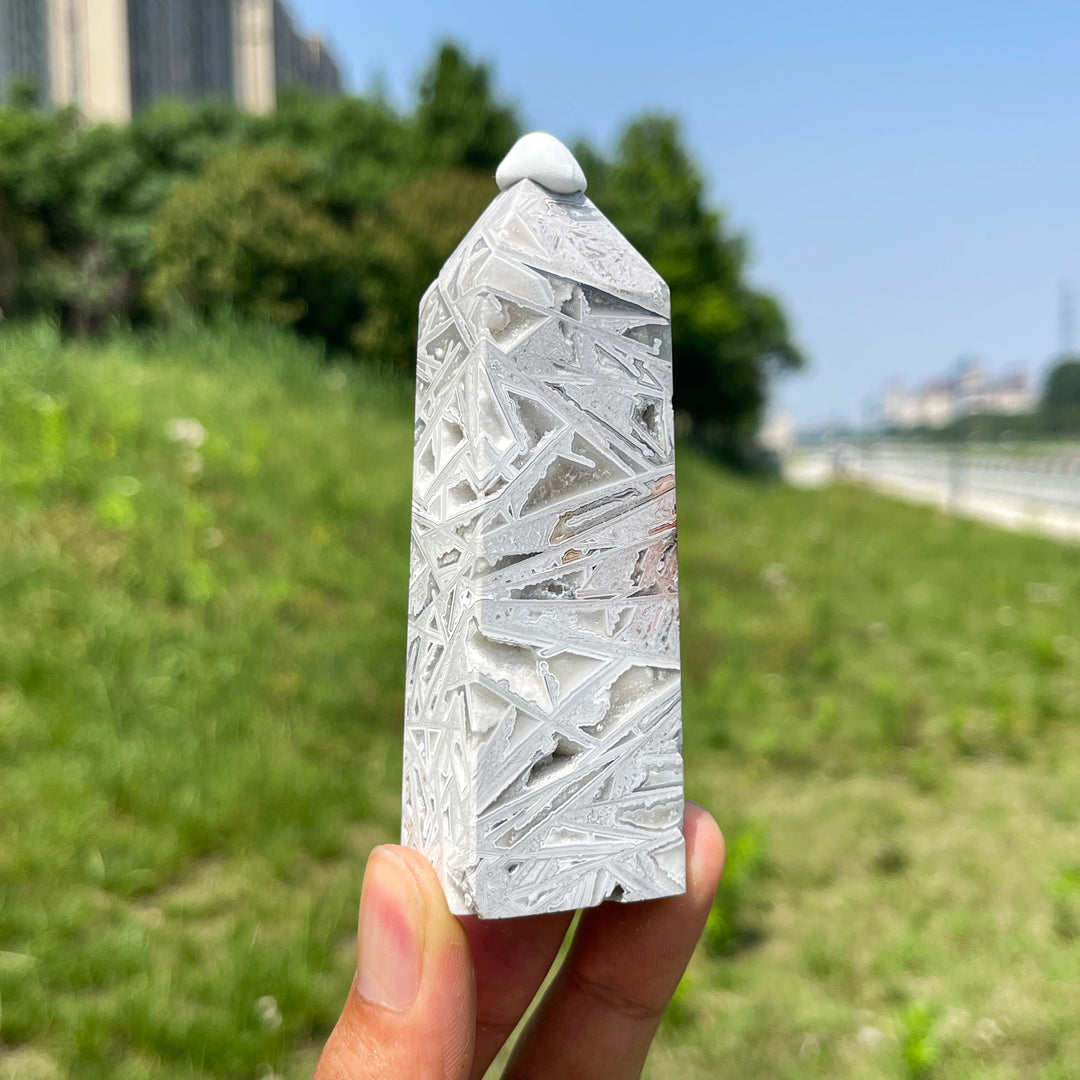 Natural Crystal White Mexican Agate Point