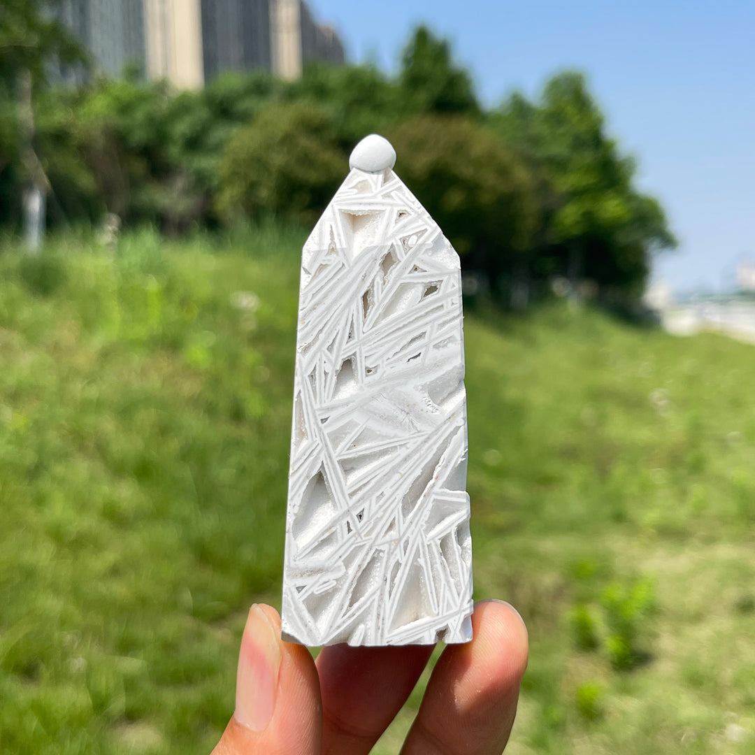 Natural Crystal White Mexican Agate Point