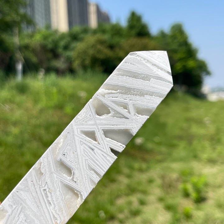 Natural Crystal White Mexican Agate Point