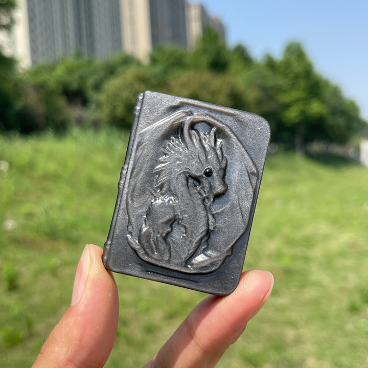 Natural Mystical Dragon Book Carving