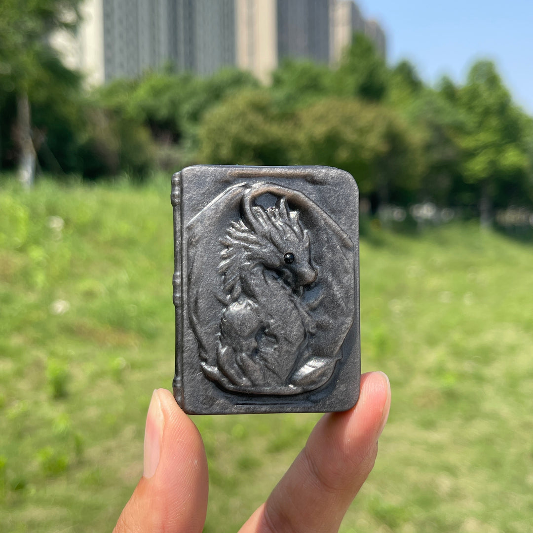 Natural Mystical Dragon Book Carving