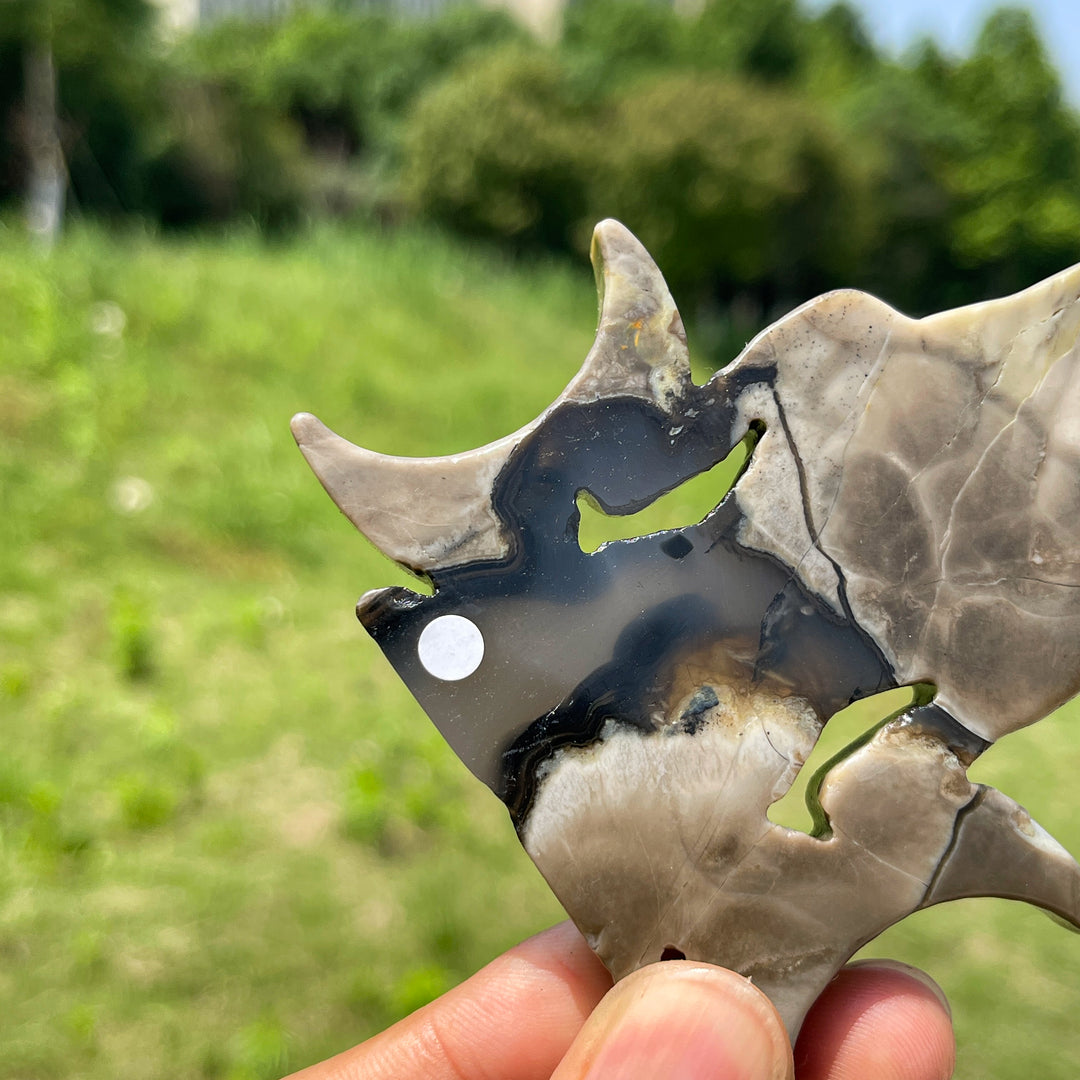A Slightly Imperfect Natural Crystal Triple Moon Goddess Carving