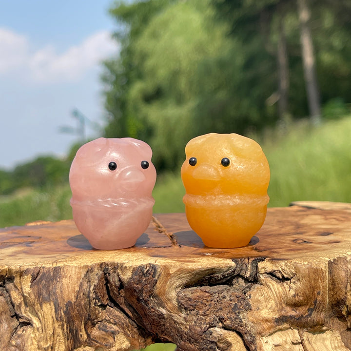 Natural Crystal Basket Pig Carving