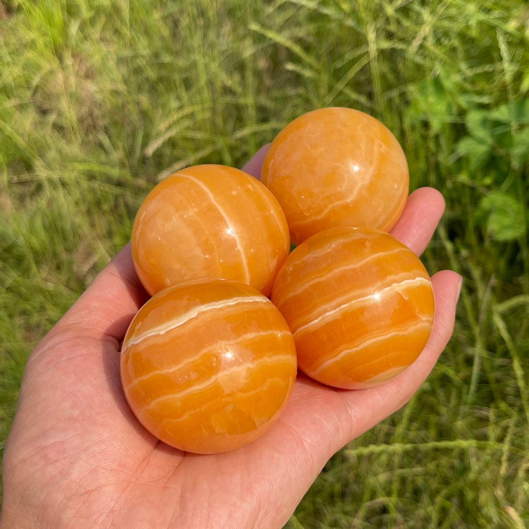 Natural Crystal Exquisite Yellow Calcite Sphere
