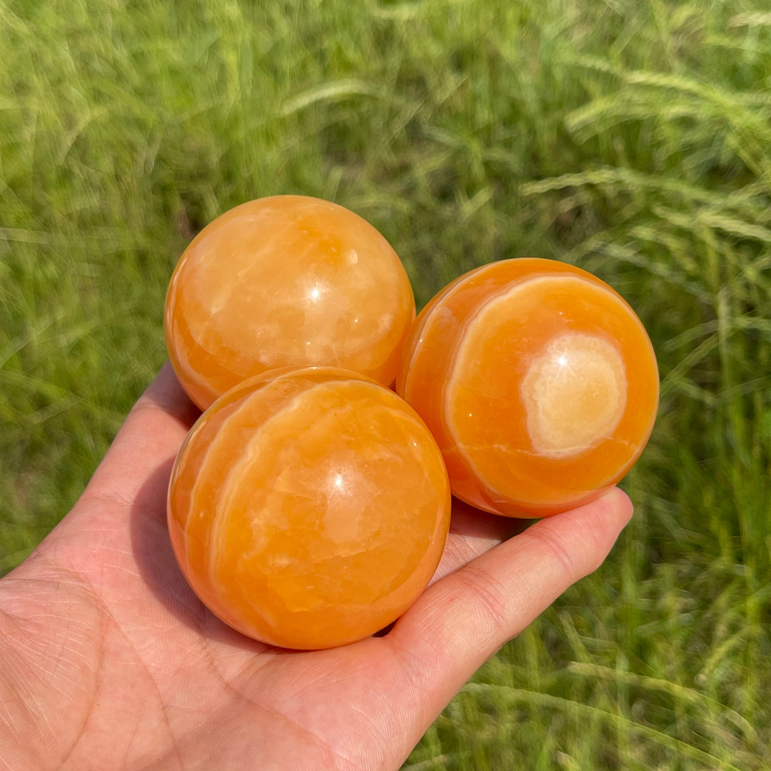 Natural Crystal Exquisite Yellow Calcite Sphere