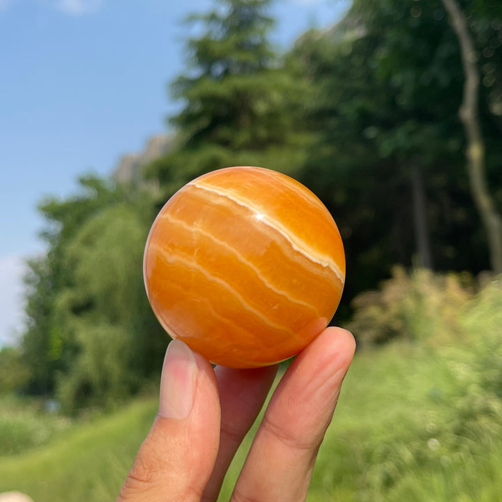 Natural Crystal Exquisite Yellow Calcite Sphere
