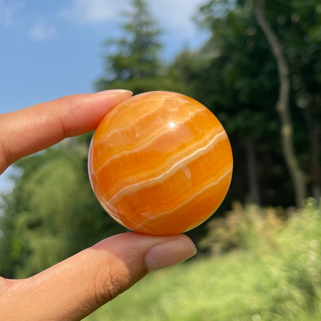 Natural Crystal Exquisite Yellow Calcite Sphere
