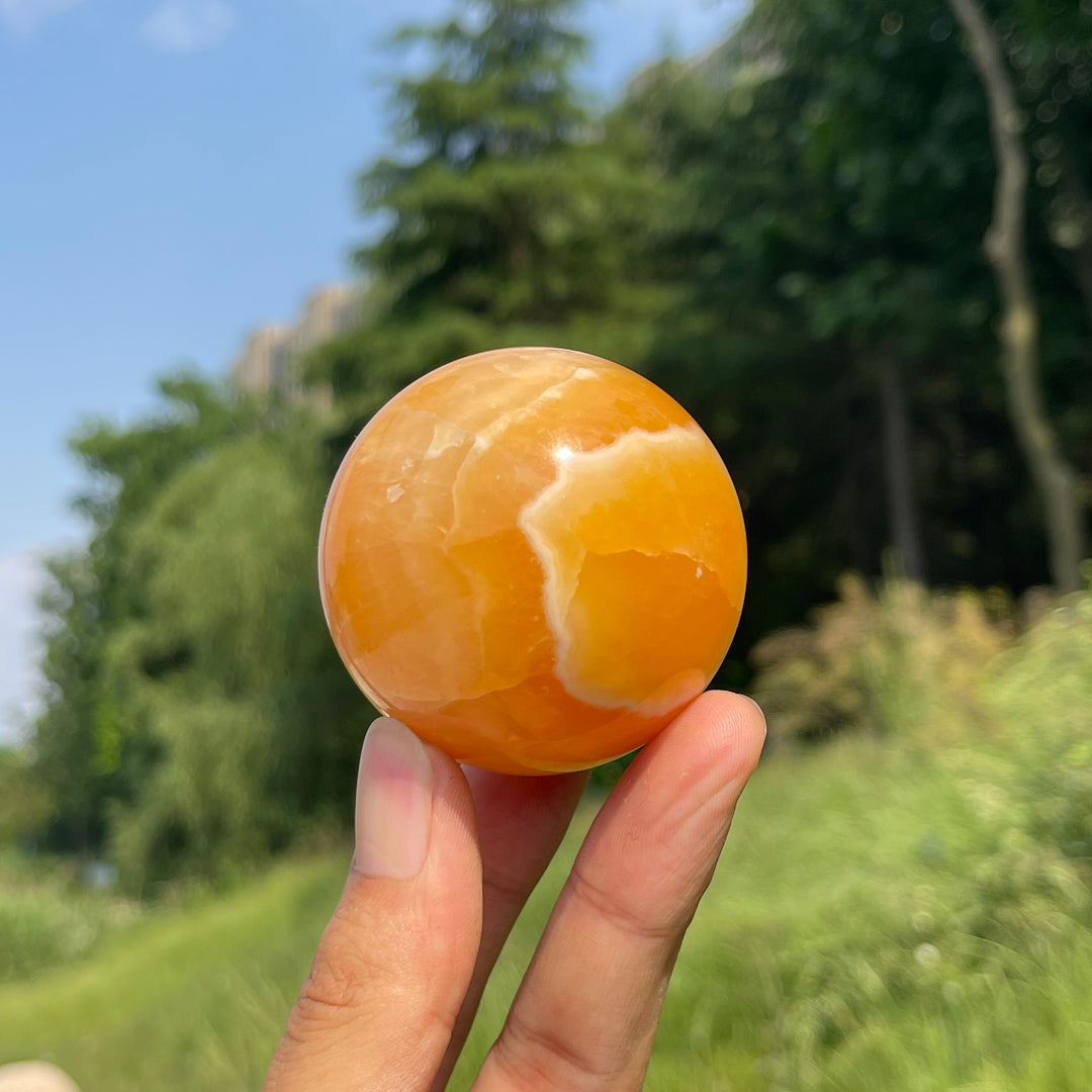 Natural Crystal Exquisite Yellow Calcite Sphere
