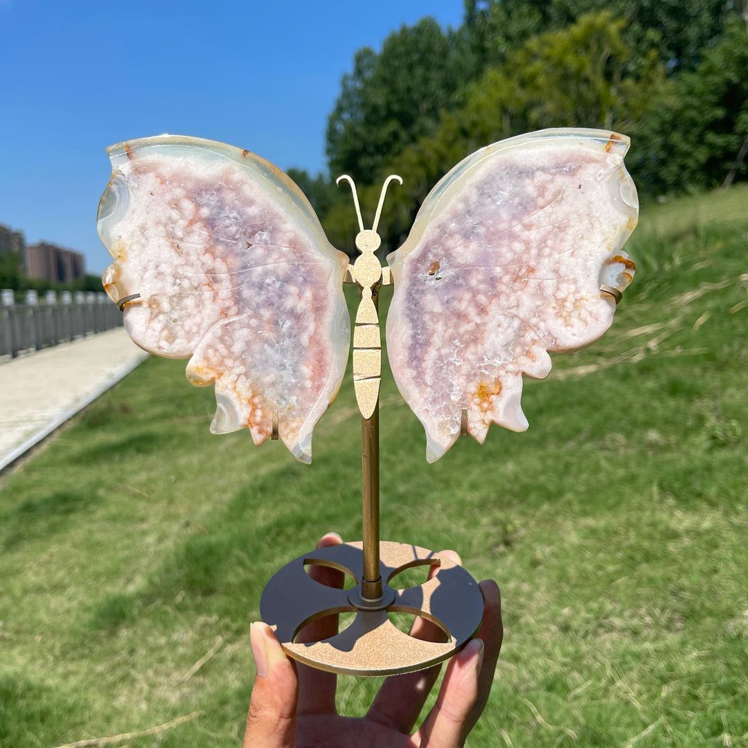 Unique,A Slightly Imperfect Natural Exquisite Pink Amethyst Butterfly Wings