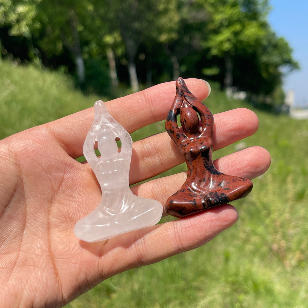 Natural Mini Yoga Lady Crystal Carving