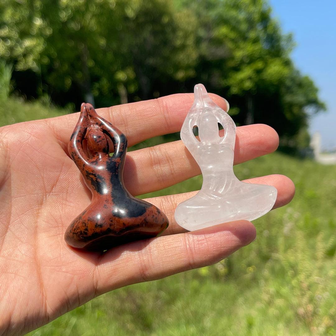 Natural Mini Yoga Lady Crystal Carving