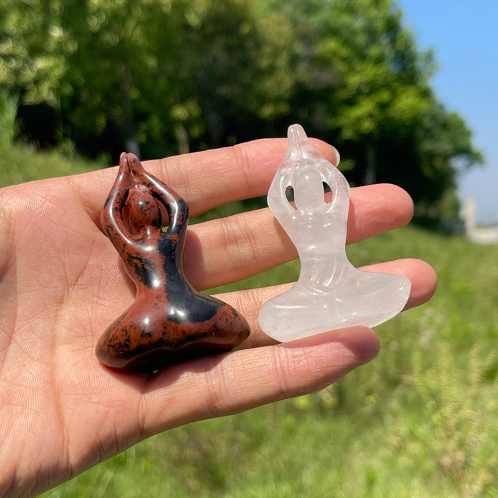 Natural Mini Yoga Lady Crystal Carving