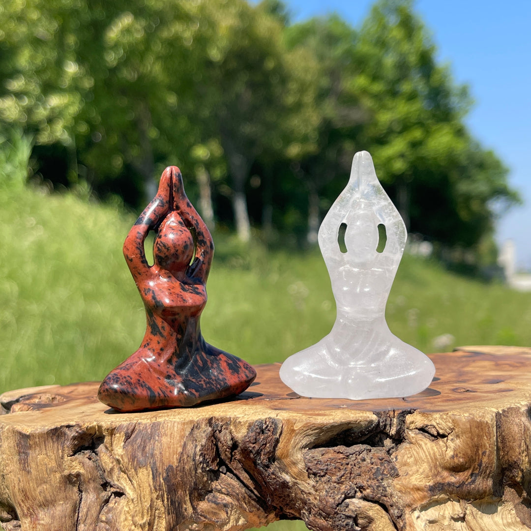 Natural Mini Yoga Lady Crystal Carving