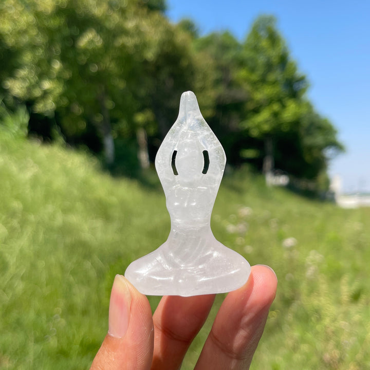 Natural Mini Yoga Lady Crystal Carving