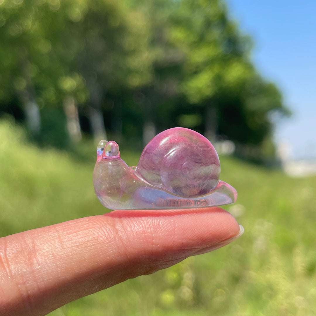 Natural Crystal Lovely Fluorite Snail Carving