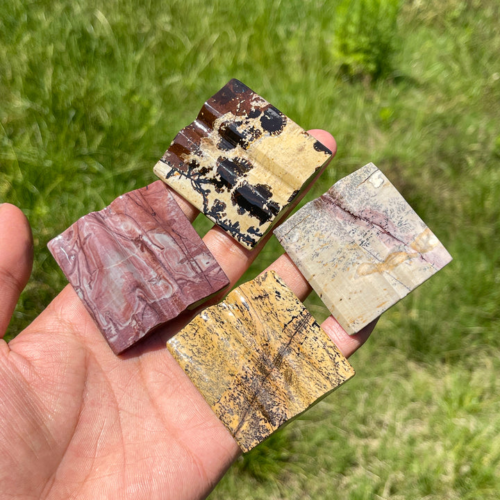 Natural Crystal Picture Jasper Mini Book Carving