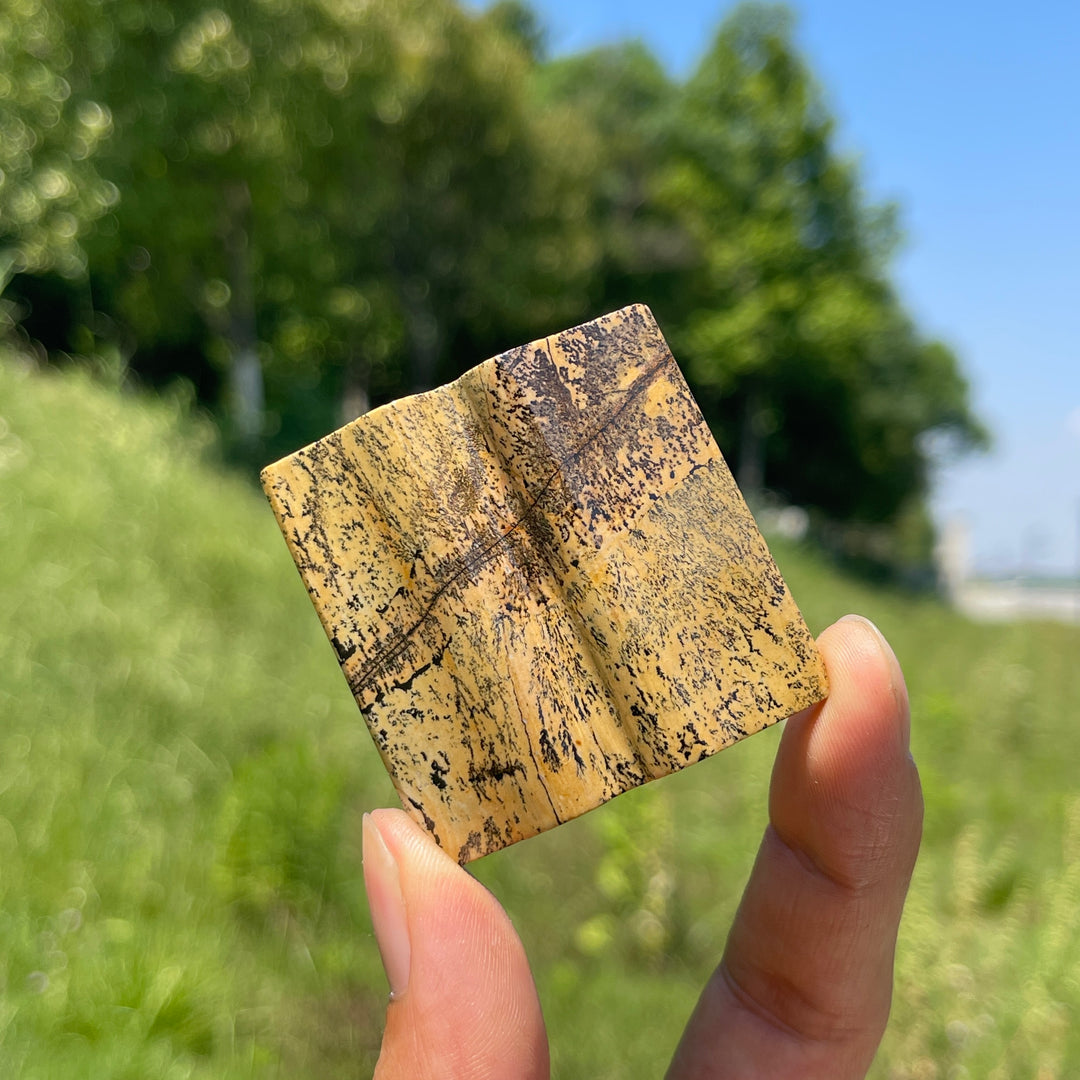 Natural Crystal Picture Jasper Mini Book Carving