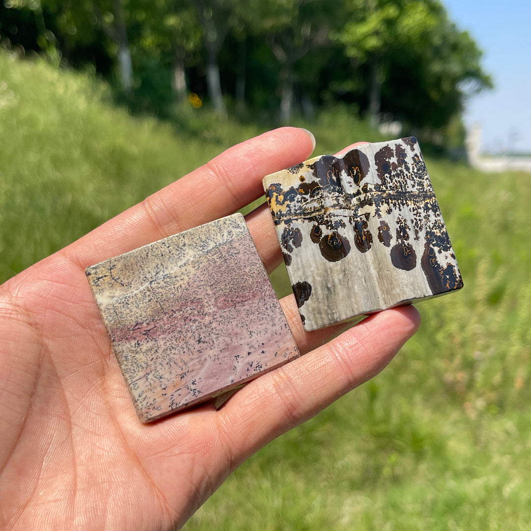 Natural Crystal Picture Jasper Mini Book Carving
