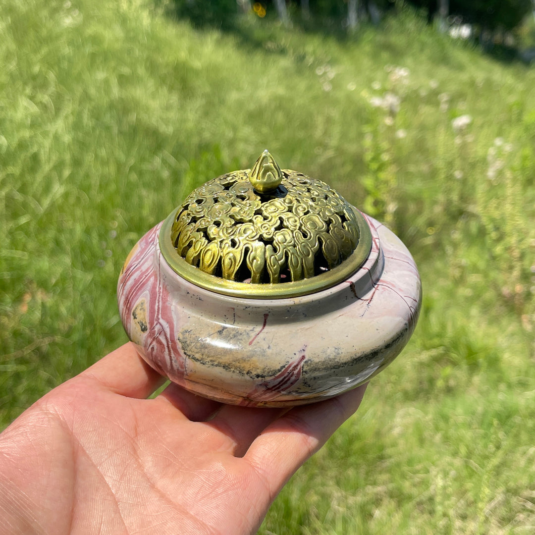 Natural Artistic Picture Jasper Incense Burner