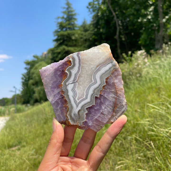 Unique,A Slightly Imperfect Natural Amethyst Agate Slice