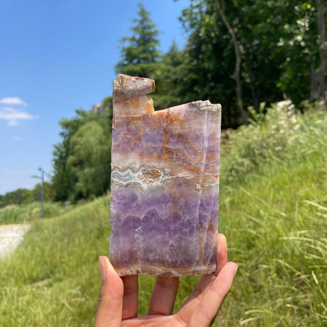 Unique,A Slightly Imperfect Natural Amethyst Agate Slice
