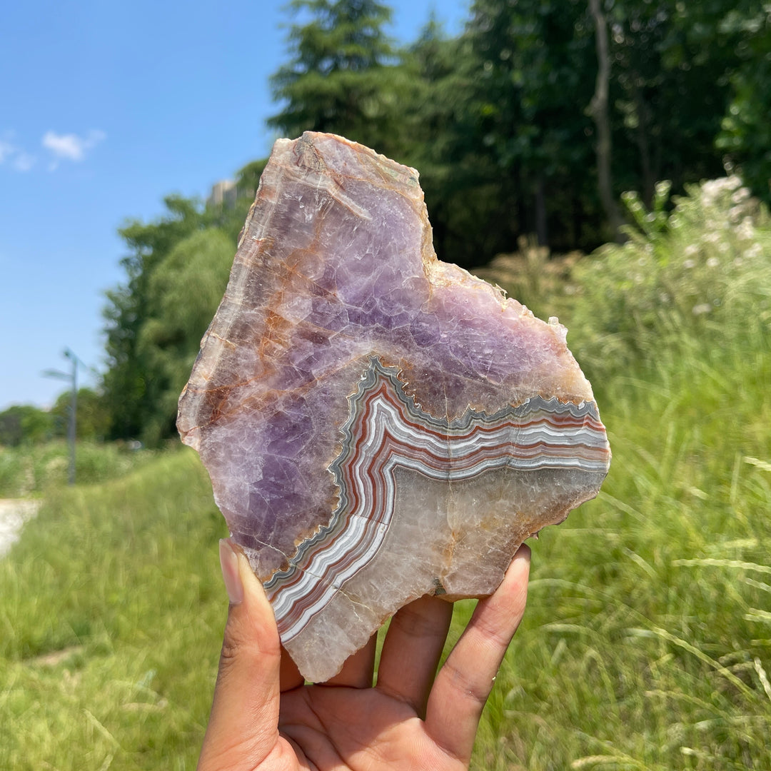 Unique,A Slightly Imperfect Natural Amethyst Agate Slice