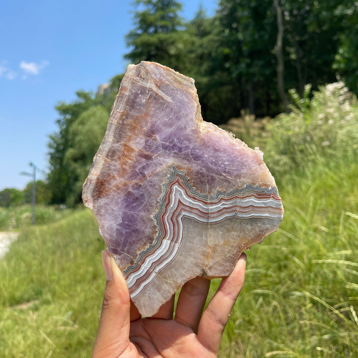Unique,A Slightly Imperfect Natural Amethyst Agate Slice