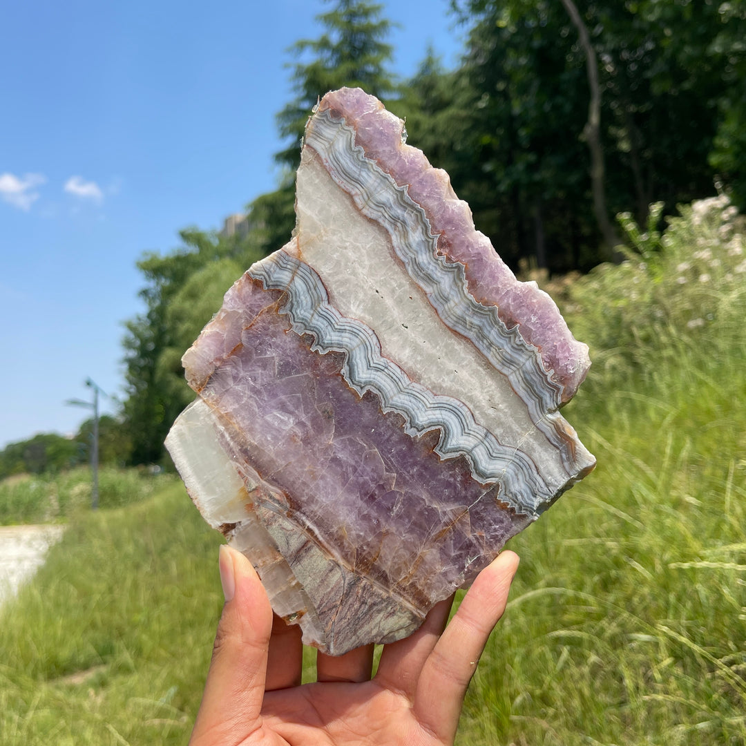 Unique,A Slightly Imperfect Natural Amethyst Agate Slice