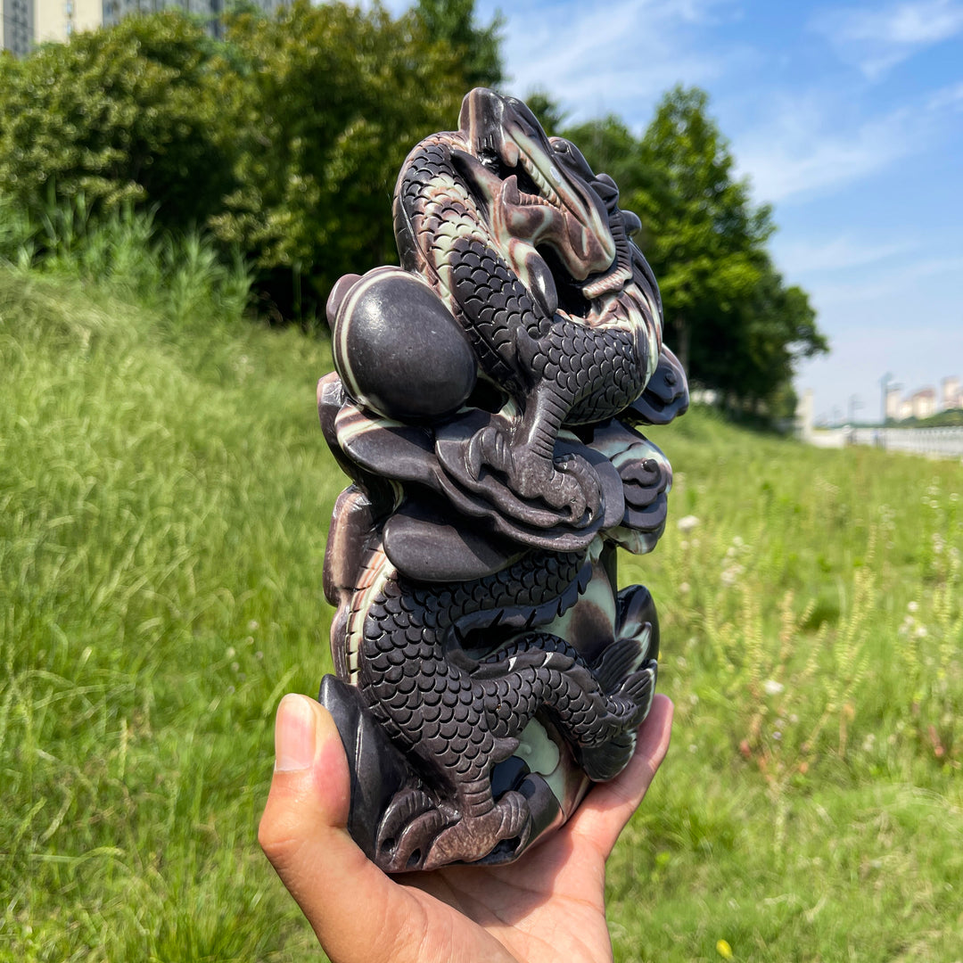 Unique,A Slightly Imperfect Natural Sericite Phyllite Chinese Dragon Carving