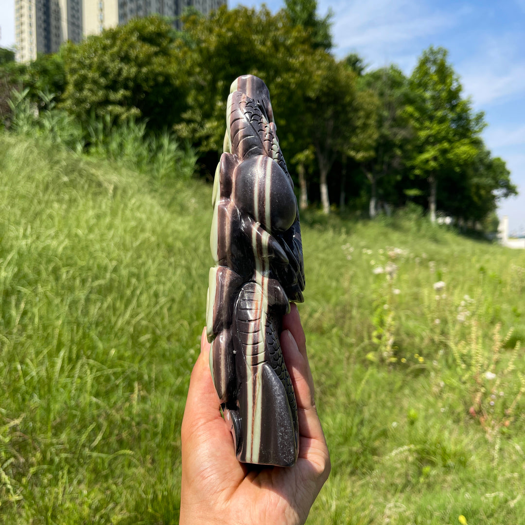 Unique,A Slightly Imperfect Natural Sericite Phyllite Chinese Dragon Carving