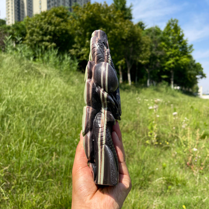 Unique,A Slightly Imperfect Natural Sericite Phyllite Chinese Dragon Carving