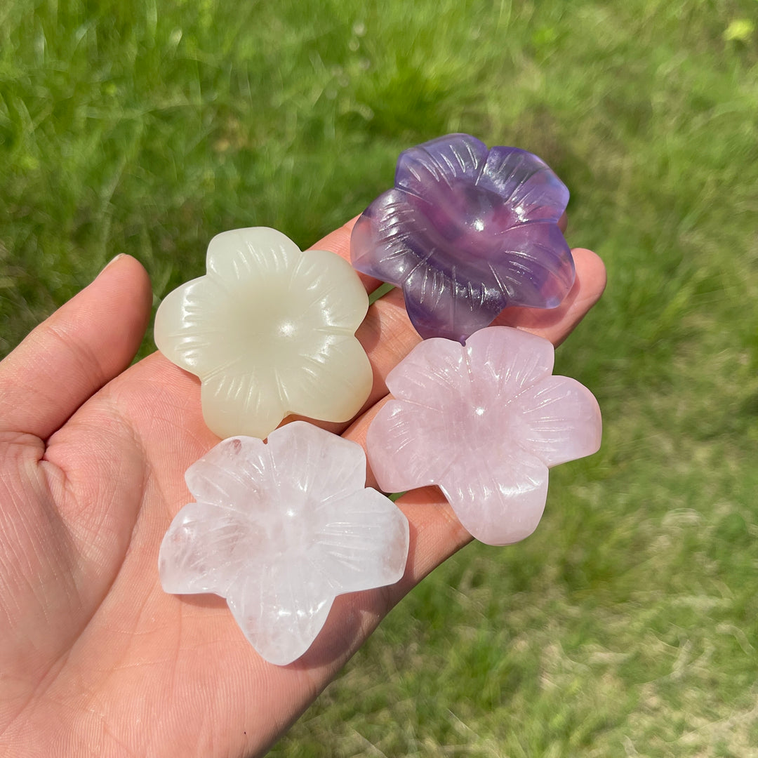Natural Crystal Flower Sphere Holder