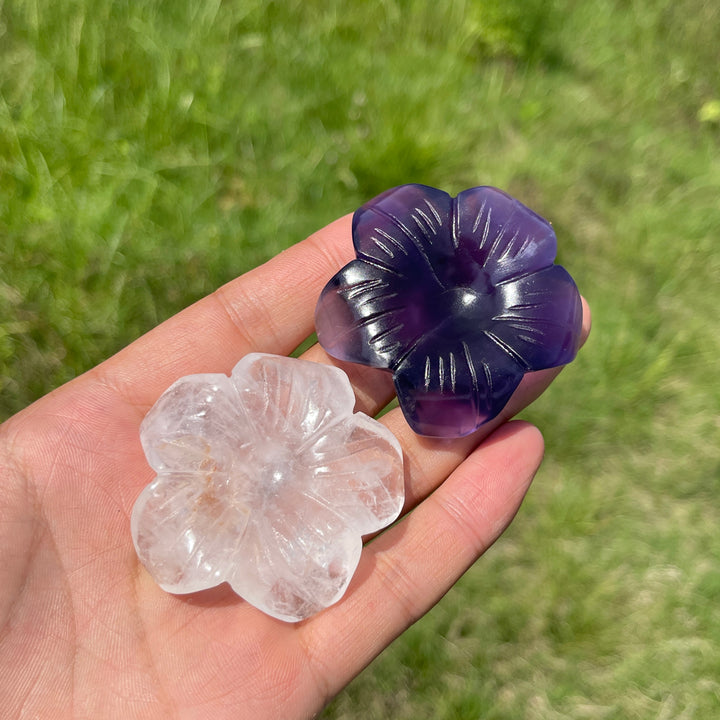 Natural Crystal Flower Sphere Holder