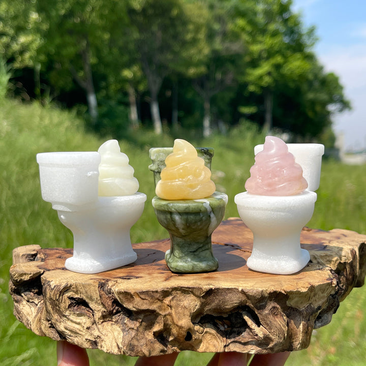 Natural Crystal Humorous Toilet Poop Carving