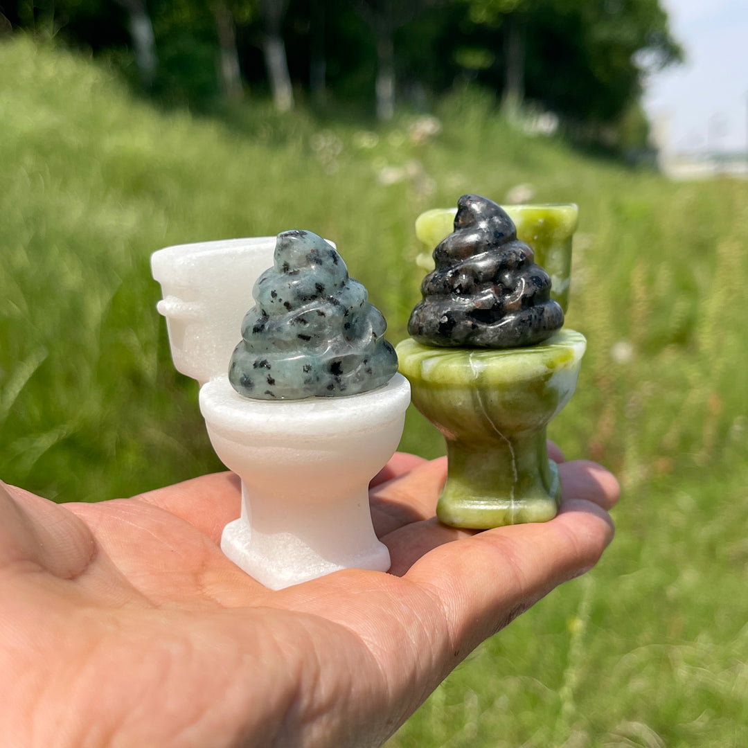 Natural Crystal Humorous Toilet Poop Carving
