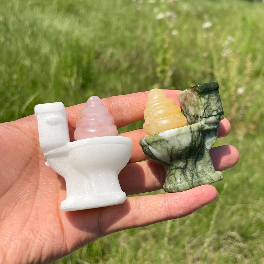 Natural Crystal Humorous Toilet Poop Carving