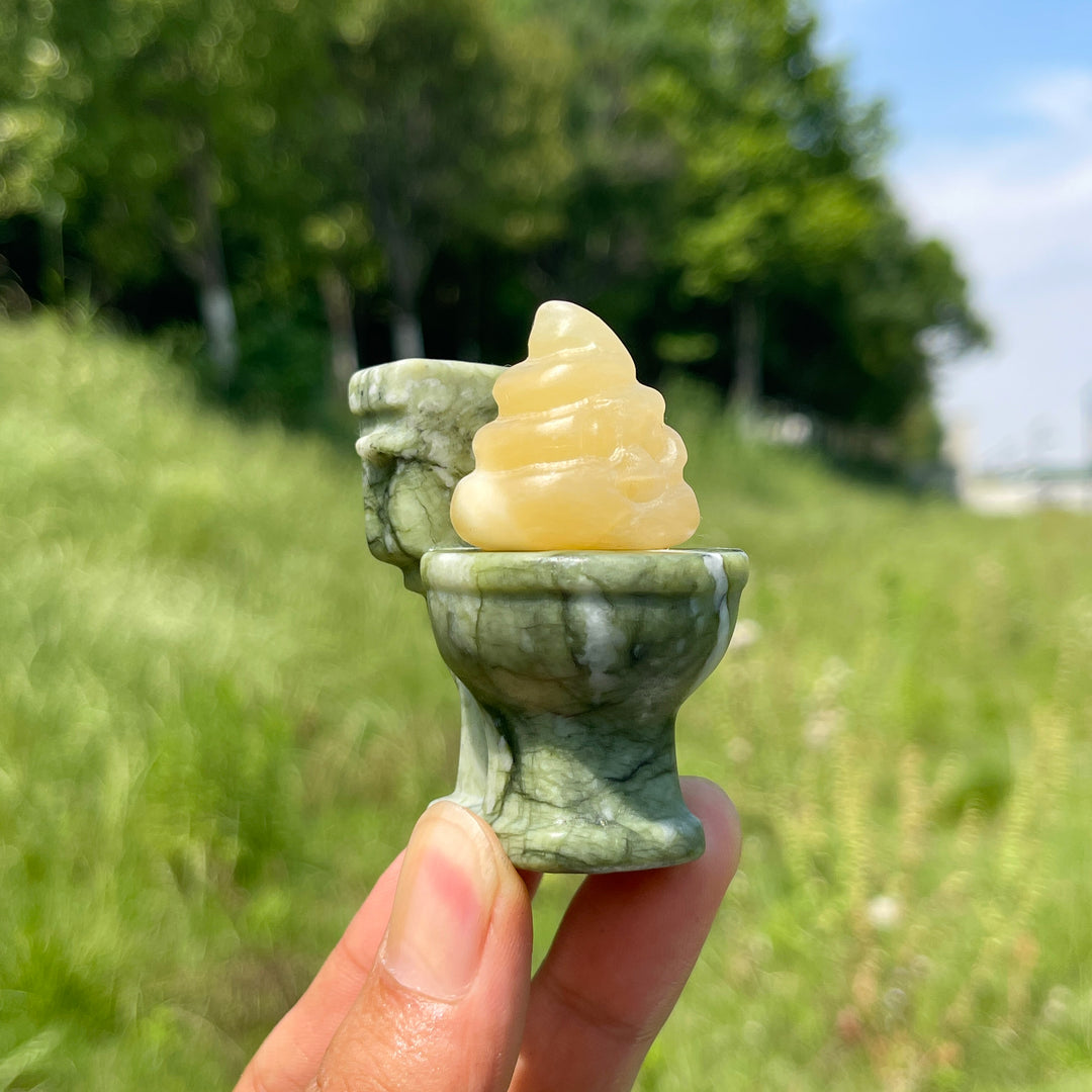 Natural Crystal Humorous Toilet Poop Carving