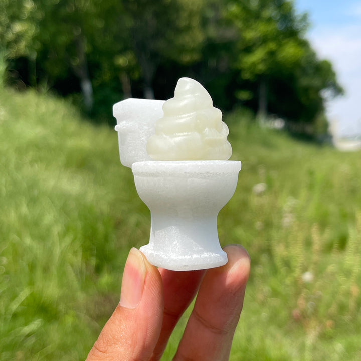 Natural Crystal Humorous Toilet Poop Carving