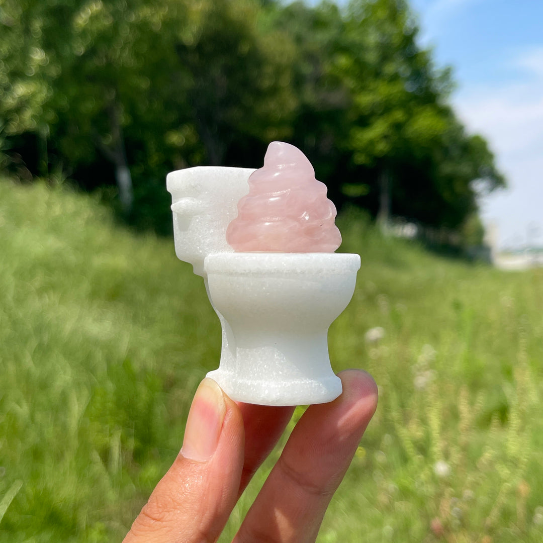 Natural Crystal Humorous Toilet Poop Carving