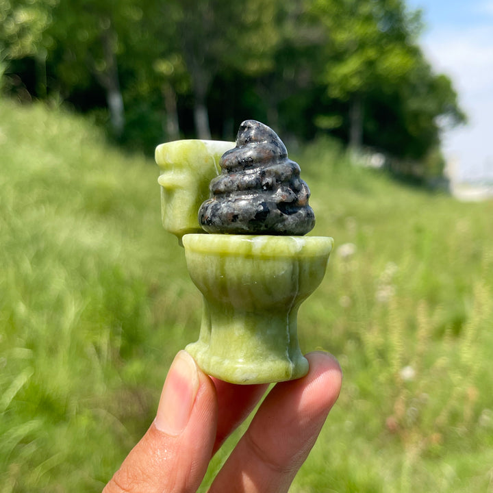 Natural Crystal Humorous Toilet Poop Carving