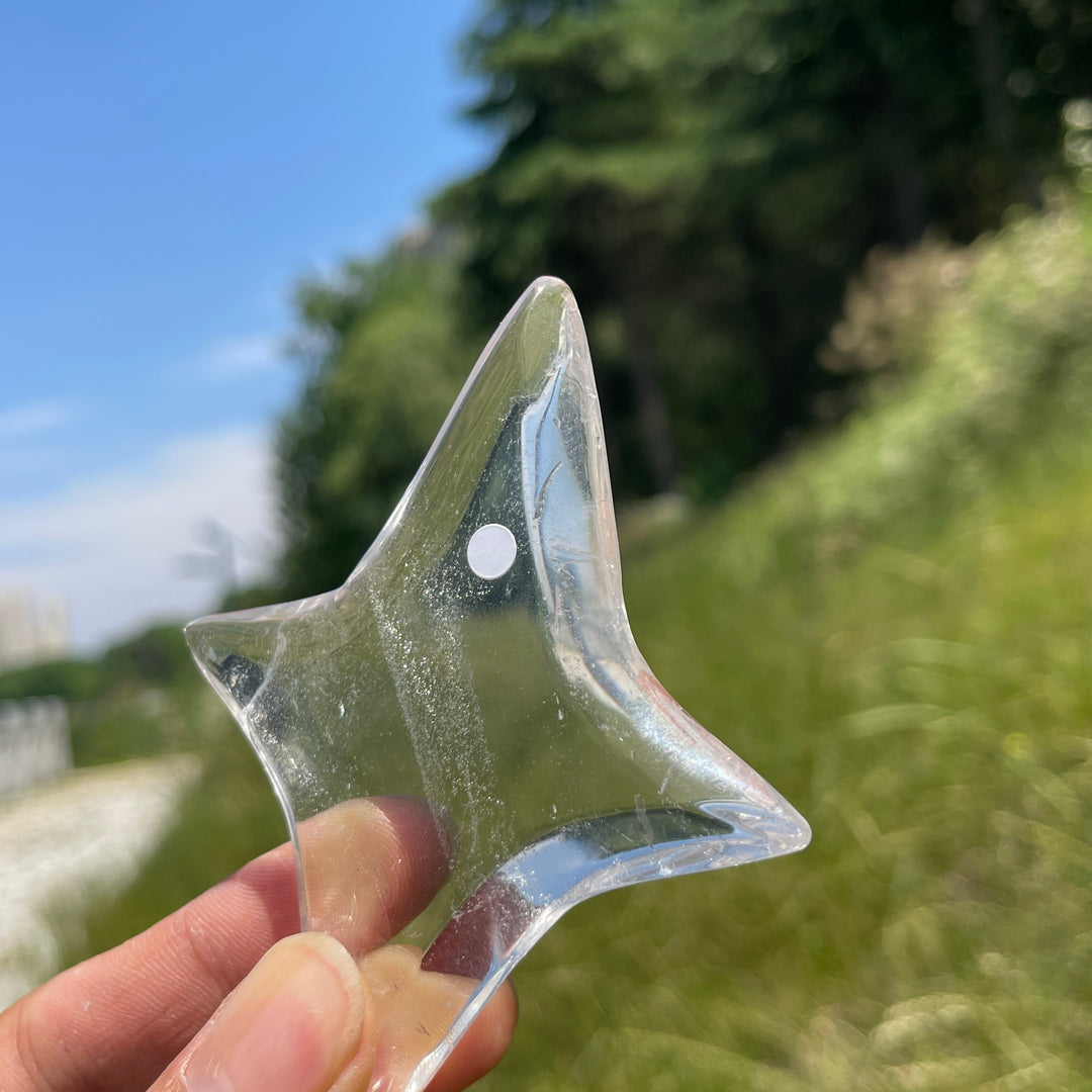 Unique,Imperfect Natural Clear Quartz Twin Star With Stand