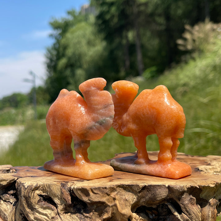 Natural Warm Orange Calcite Camel Carving