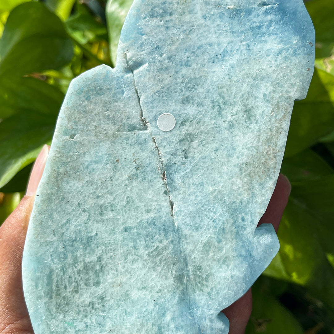 Unique,A Slightly Imperfect Natural Aquamarine Mountain Landscape Carving