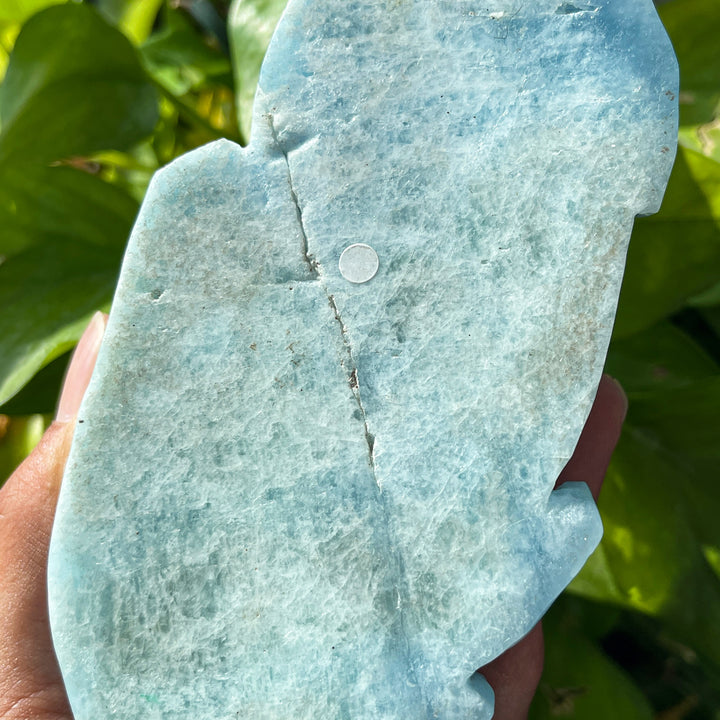 Unique,A Slightly Imperfect Natural Aquamarine Mountain Landscape Carving