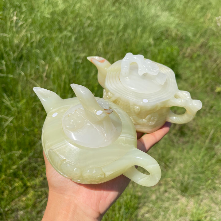 Unique,A Slightly Imperfect Natural Elegant Afghanistan Jade Teapot Carving
