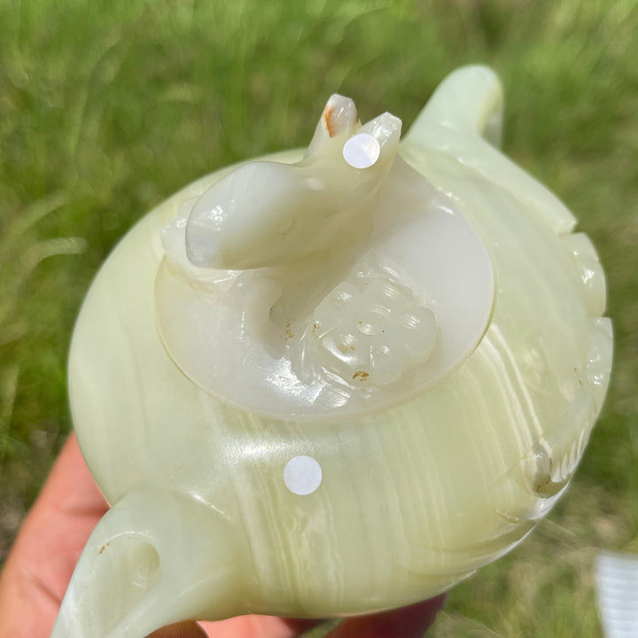 Unique,A Slightly Imperfect Natural Elegant Afghanistan Jade Teapot Carving