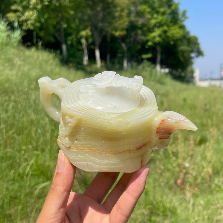 Unique,A Slightly Imperfect Natural Elegant Afghanistan Jade Teapot Carving