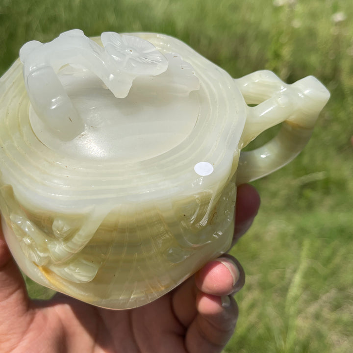 Unique,A Slightly Imperfect Natural Elegant Afghanistan Jade Teapot Carving