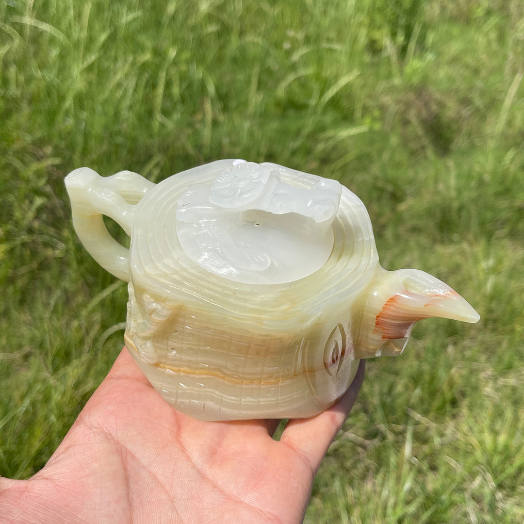 Unique,A Slightly Imperfect Natural Elegant Afghanistan Jade Teapot Carving