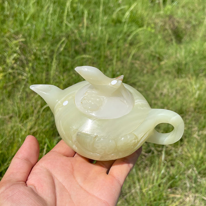 Unique,A Slightly Imperfect Natural Elegant Afghanistan Jade Teapot Carving
